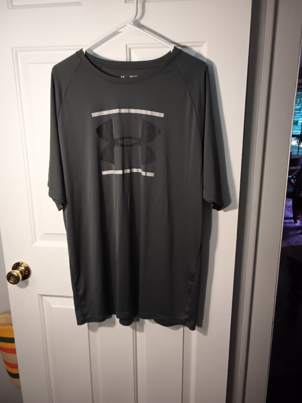 Mens Under Armour Brand Tee Gray with Silver Logo Size Size XXL